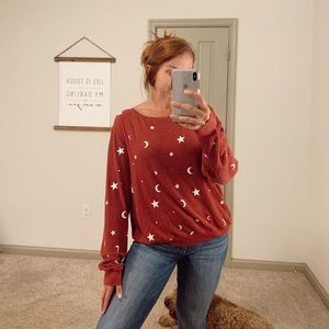 Red with white stars Wildfox sweater